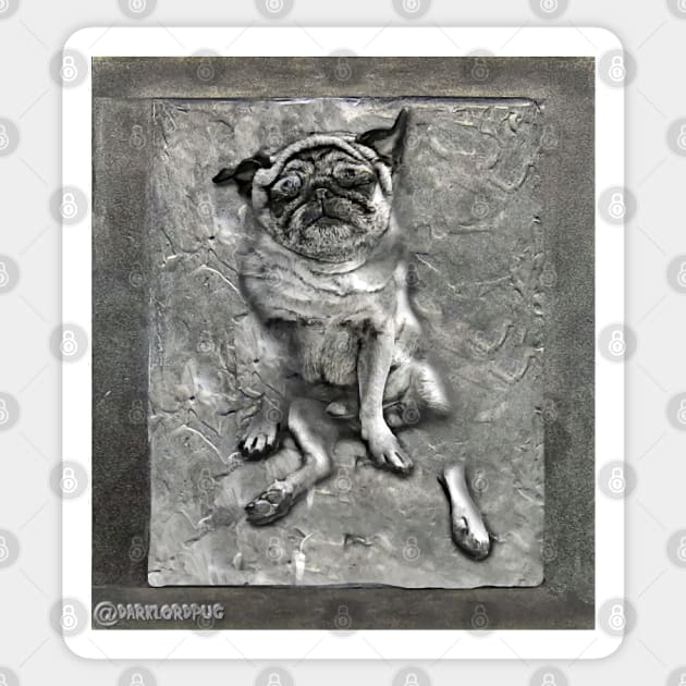 Pug in carbonite Sticker by darklordpug